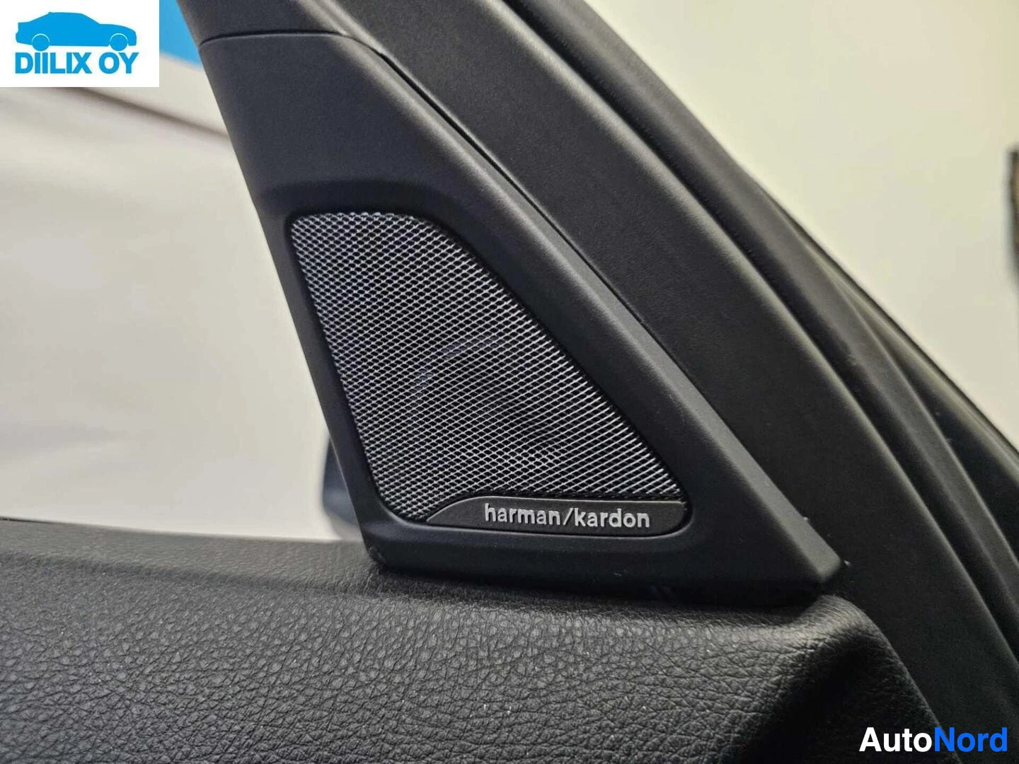 Yksityiskohta: Auton sisäänrakennetun Harman Kardon -premium-äänijärjestelmän kaiutin B-pilarissa.