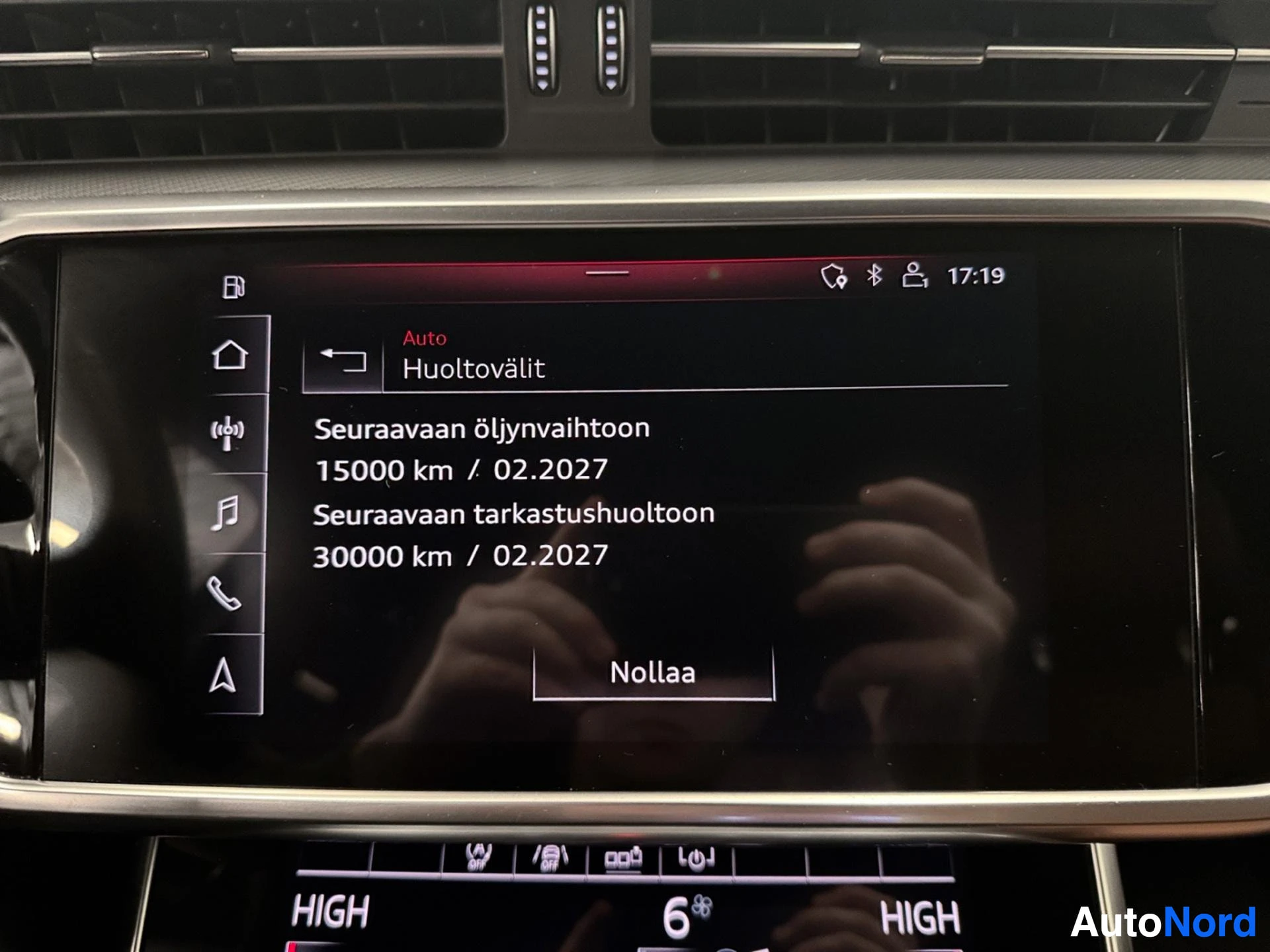 Infotainment display showing maintenance intervals and service information
