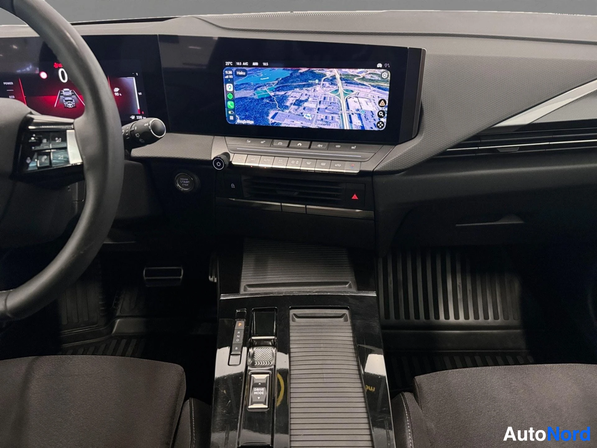 Center console and dashboard with infotainment system and climate controls