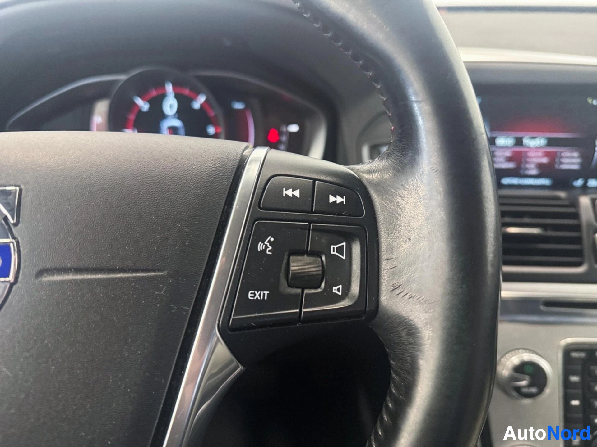 Steering wheel right side with media and exit control buttons