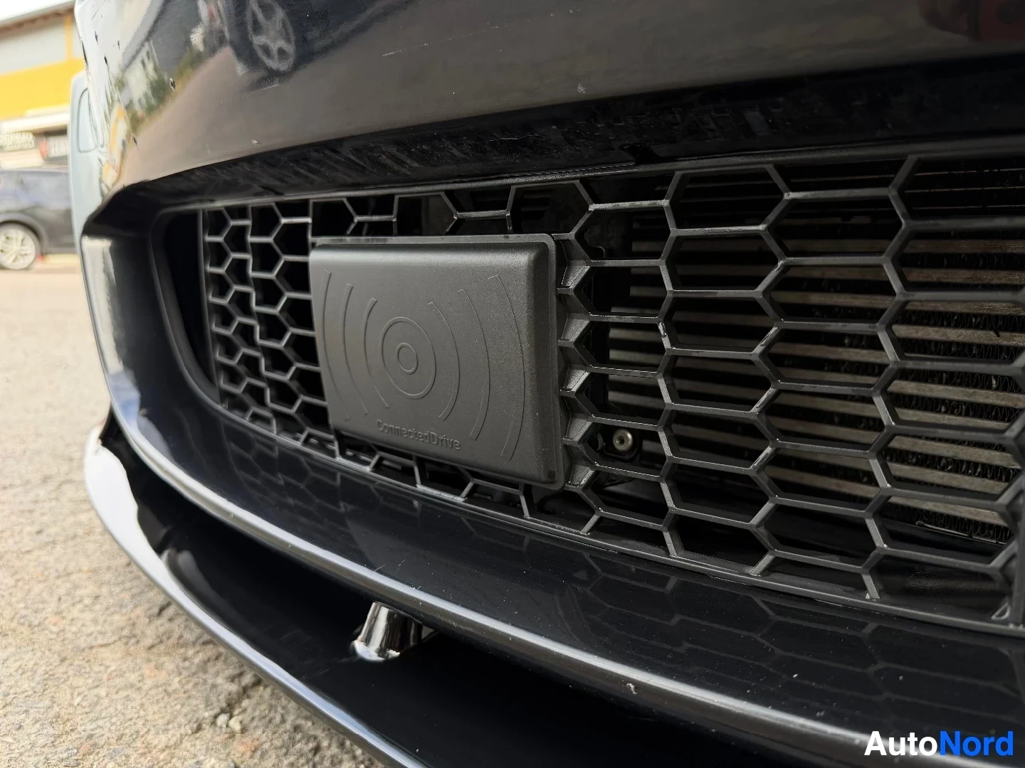 Front bumper grille and fog light detail close-up