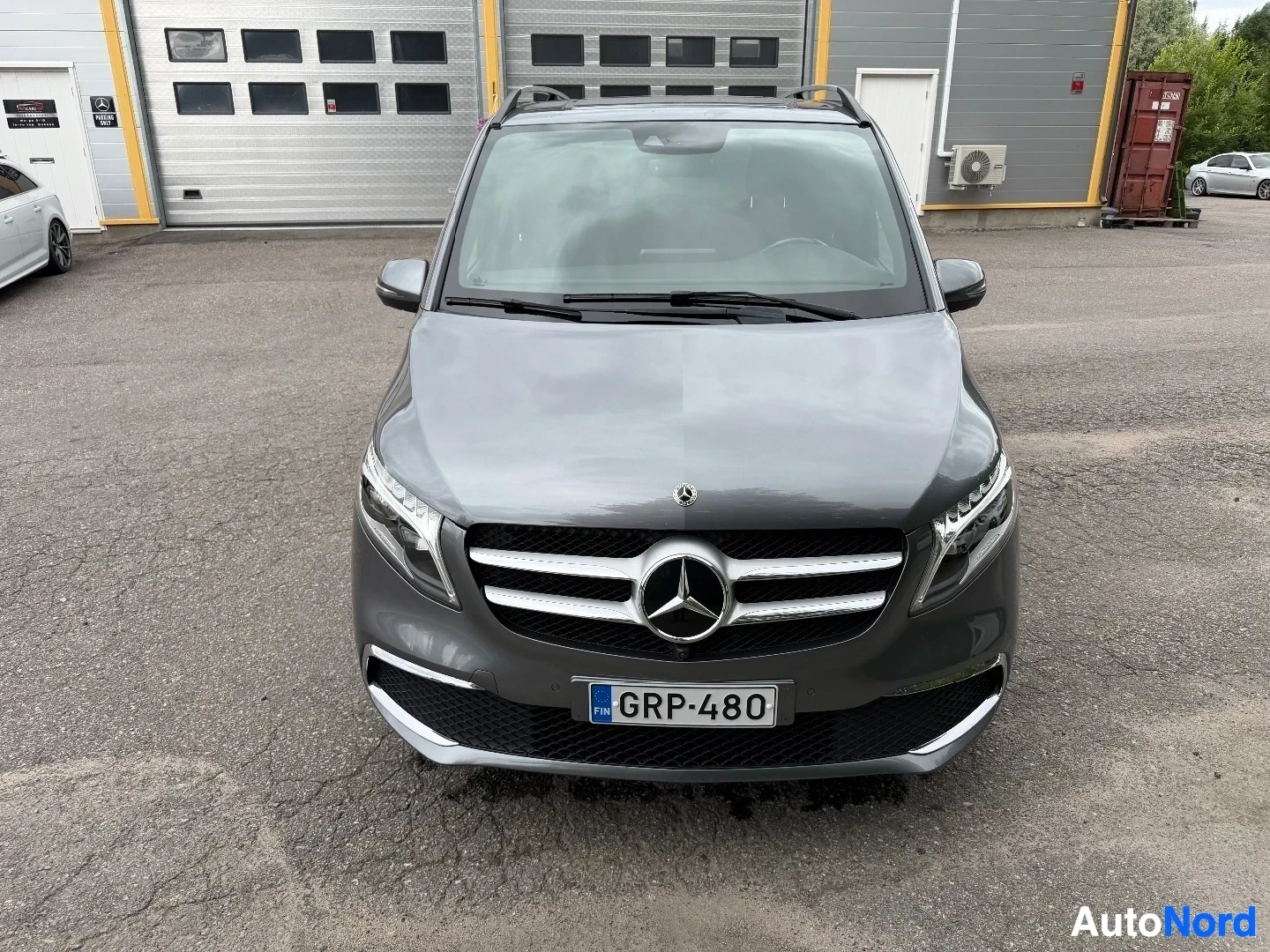 Mercedes-Benz V-Class front view with LED headlights and grille design