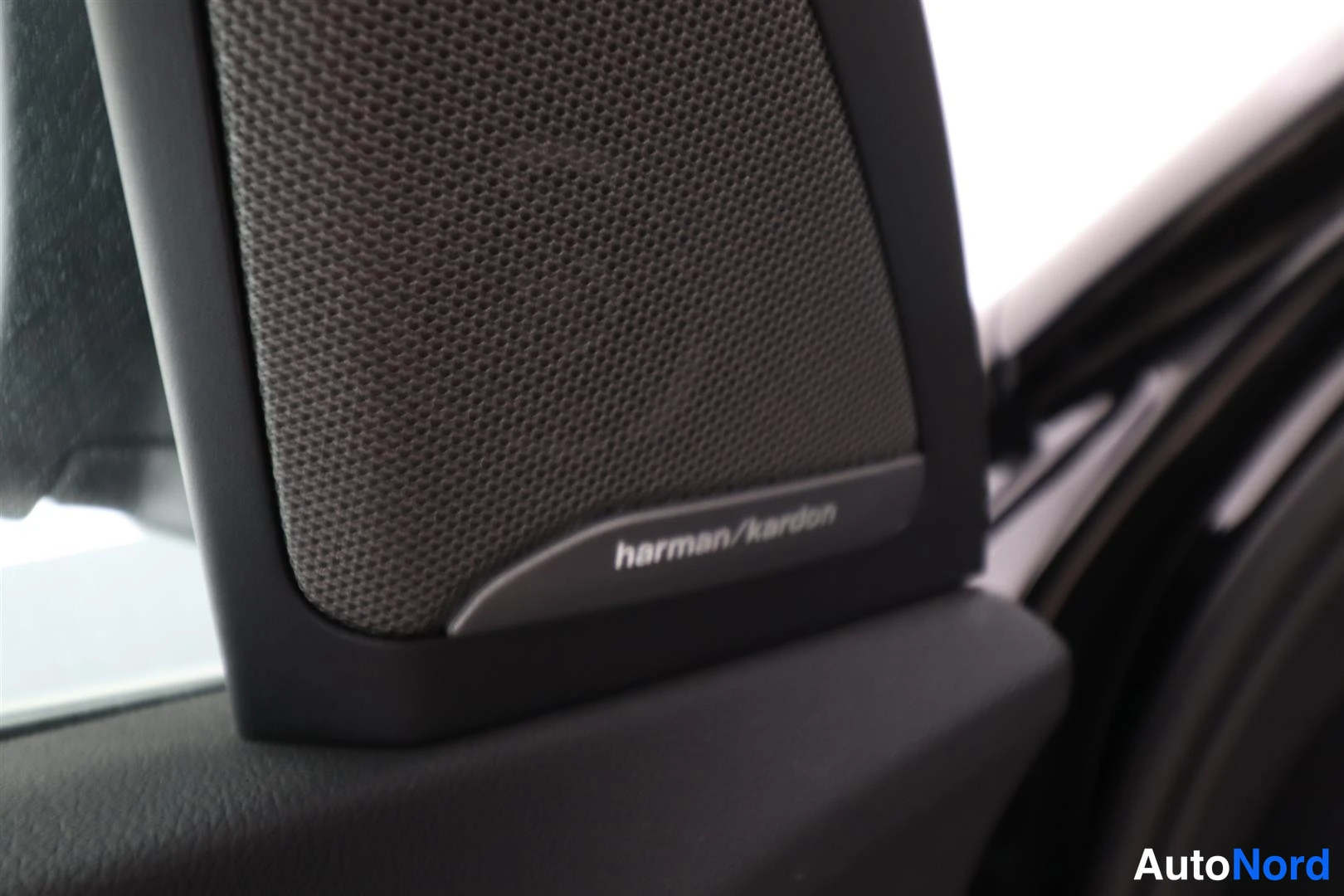 Yksityiskohta: harman/kardon -merkitty kaiutin oven pielessä