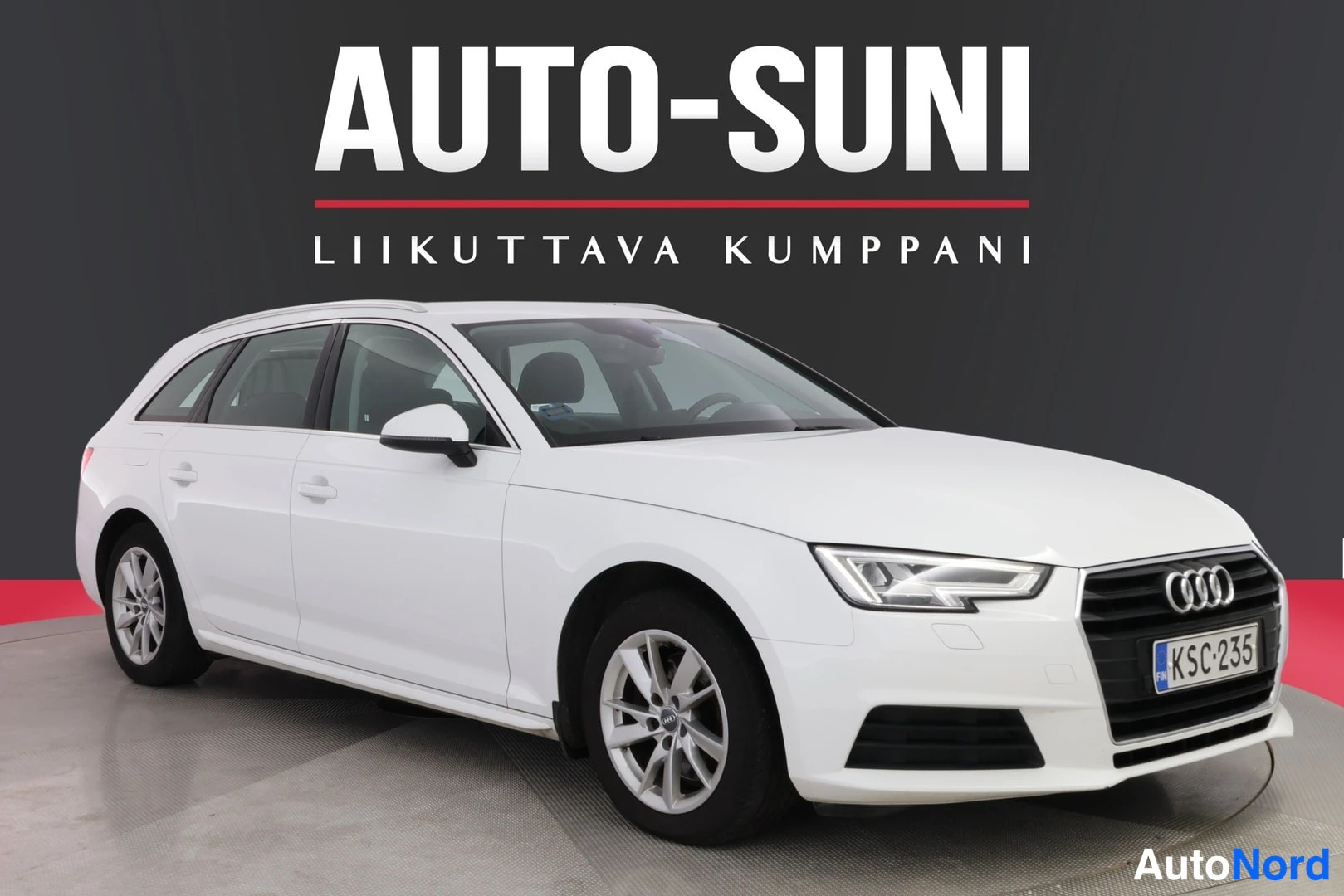 Valkoinen Audi A4 2016, etuviisto, keula oikealle, kuva 2