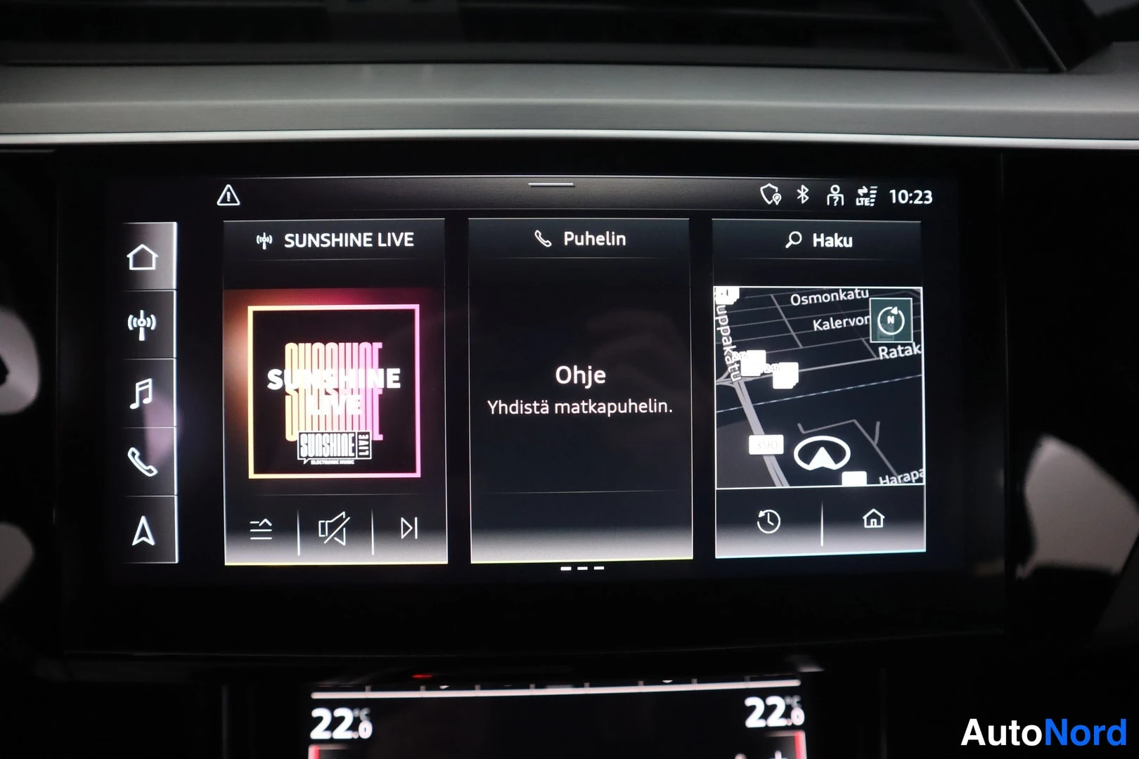 Muu: Keskuskonsolin infotainment-näyttö näyttää mediatoistoa (Sunshine Live), puhelinvalikon ja hakukartan; kaksitoistailmastointi 22,0 asti.