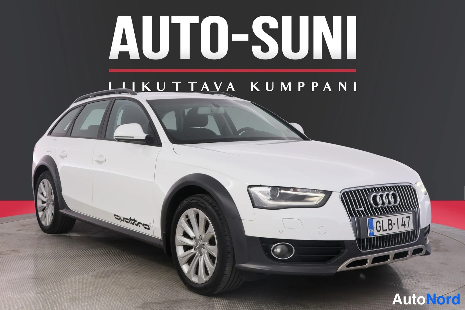 Valkoinen Audi A4 allroad quattro 2014, etuviisto, keula oikealle, kuva 2