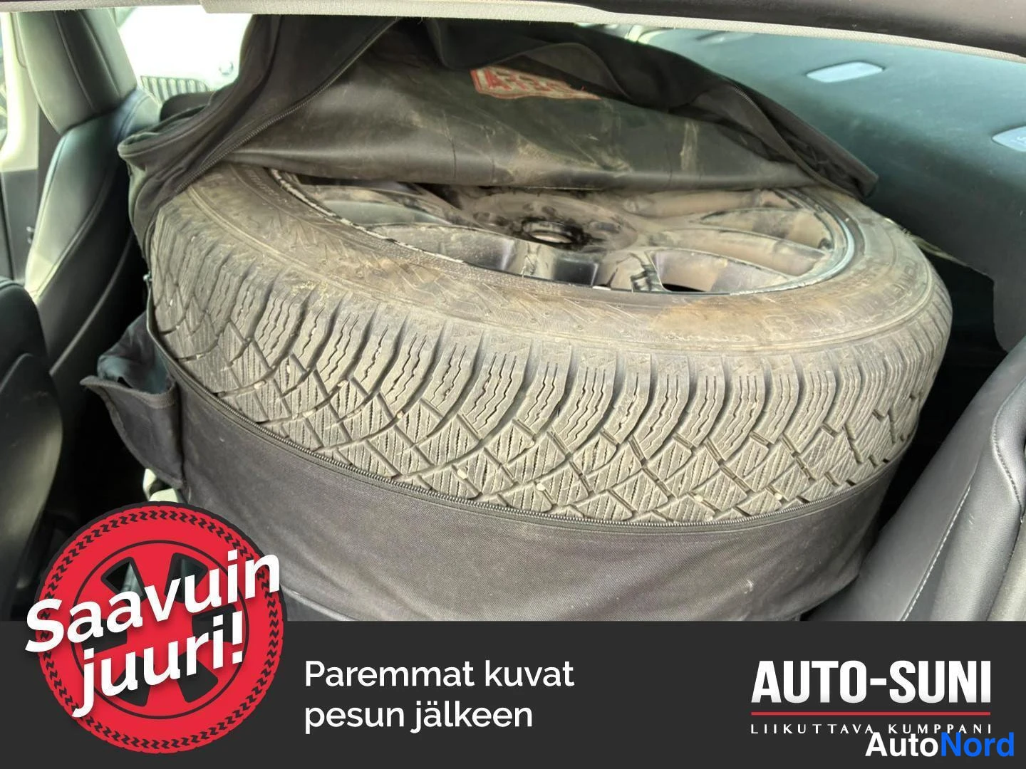 Muu: Auton sisällä säilytettävä rengas alumiinivanteella pussissa.