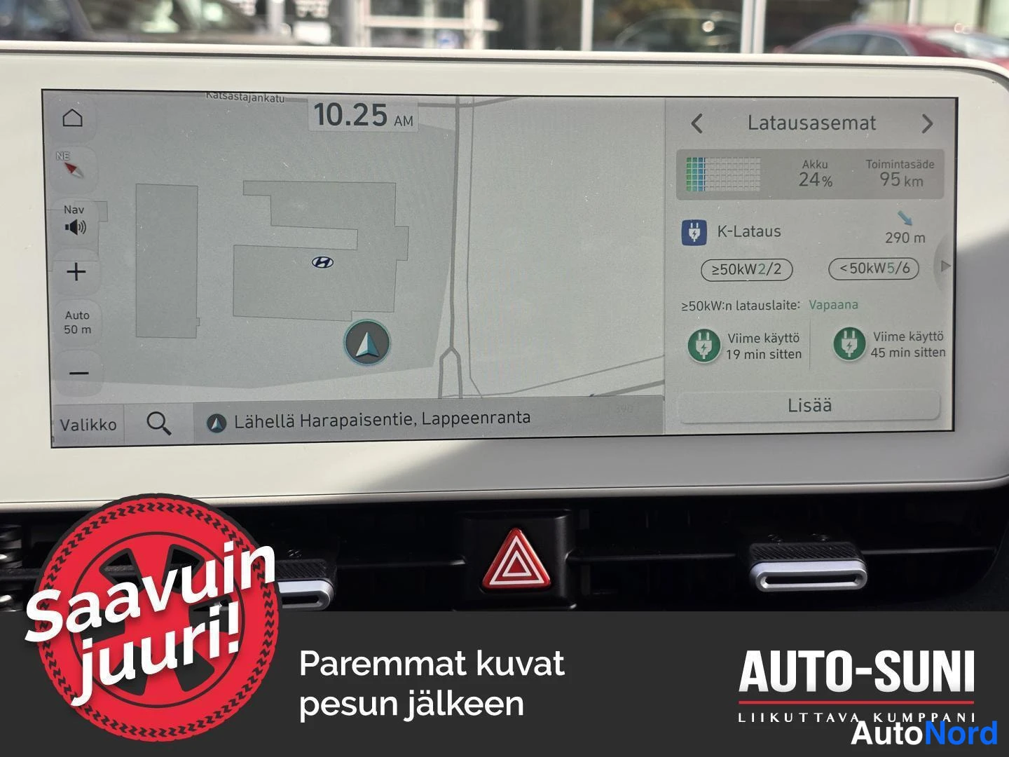 Muu: Auton infotainment-näytön kartta ja Latausasemat-näkymä