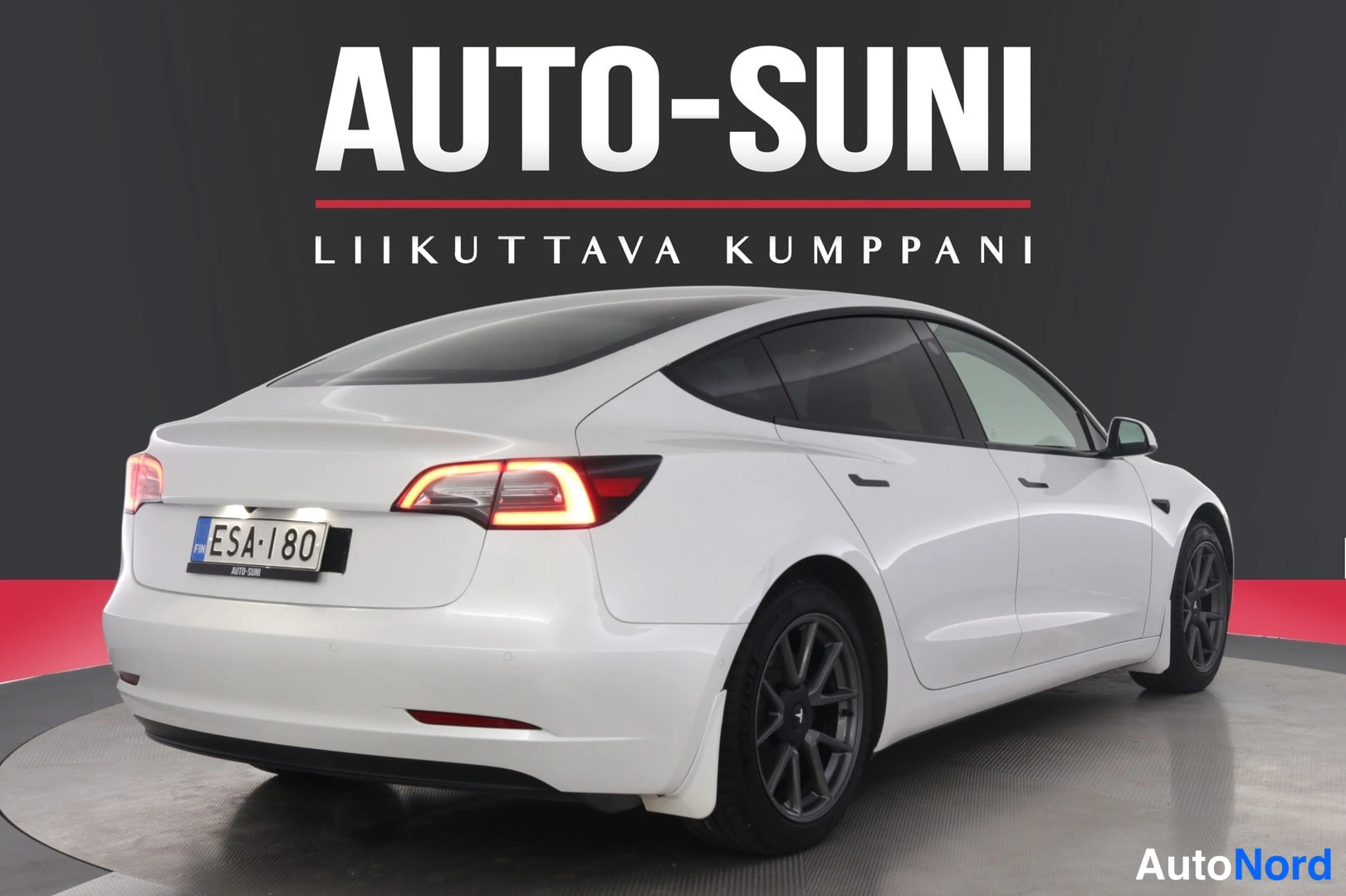 Valkoinen Tesla Model 3 2021, takaviisto, kuva 8