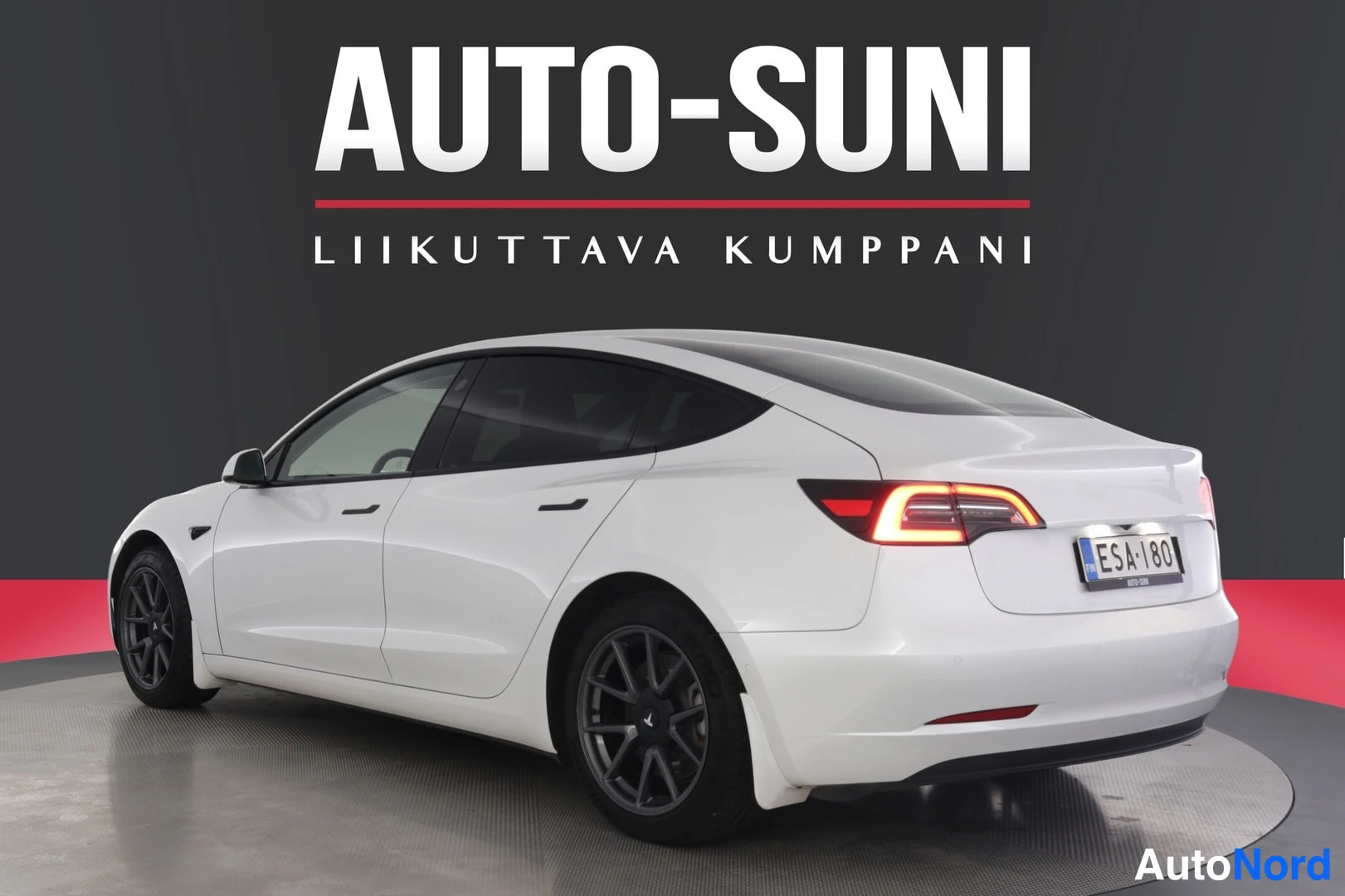 Valkoinen Tesla Model 3 2021, takaviisto, kuva 9