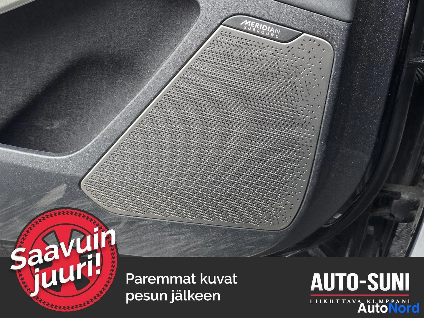 Muu: Oven sisäpaneelin kaiutin, jonka suojaverkossa lukee MERIDIAN SURROUND.