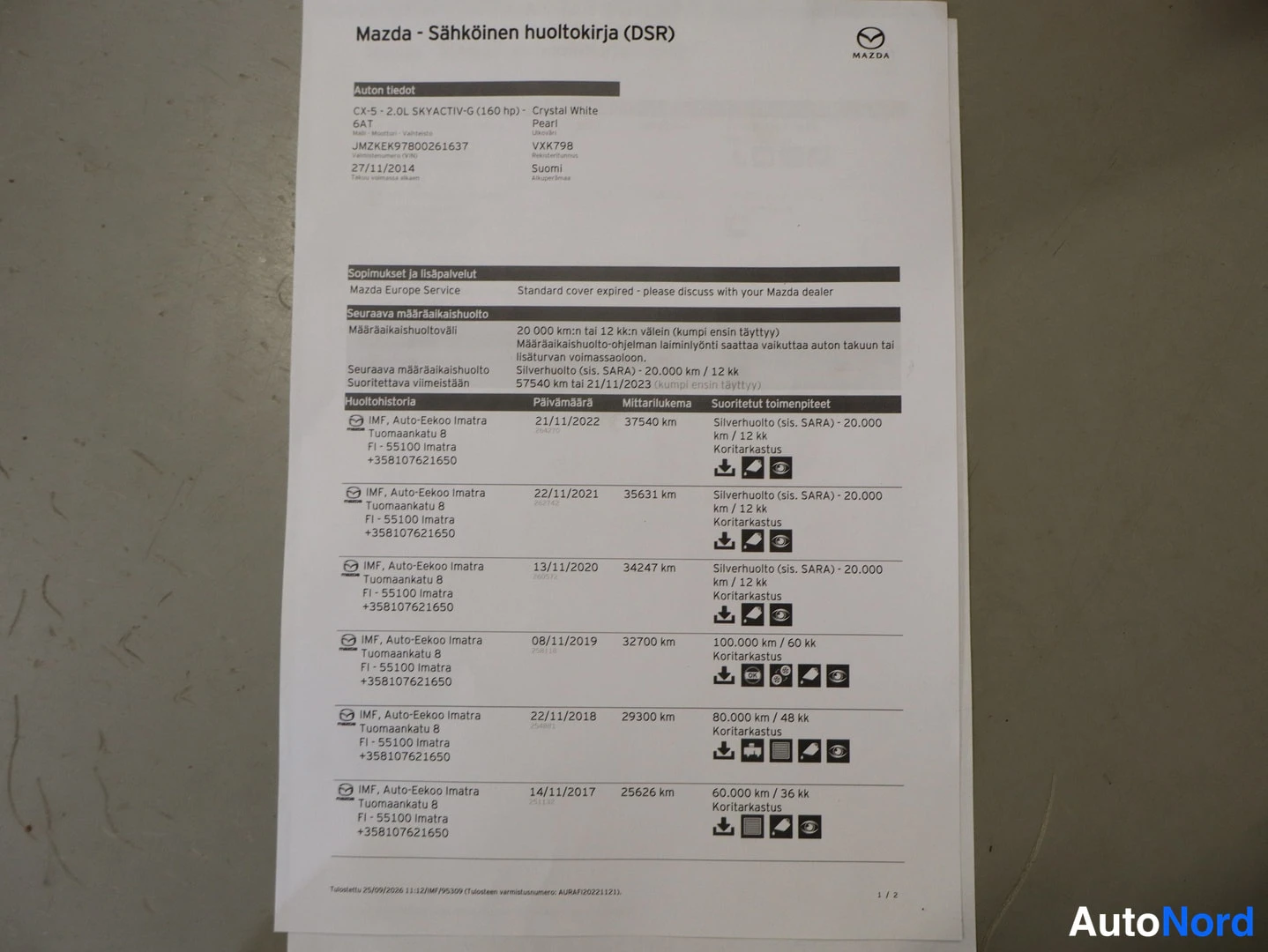Valkoinen Mazda CX-5 2014, asiakirja, kuva 29