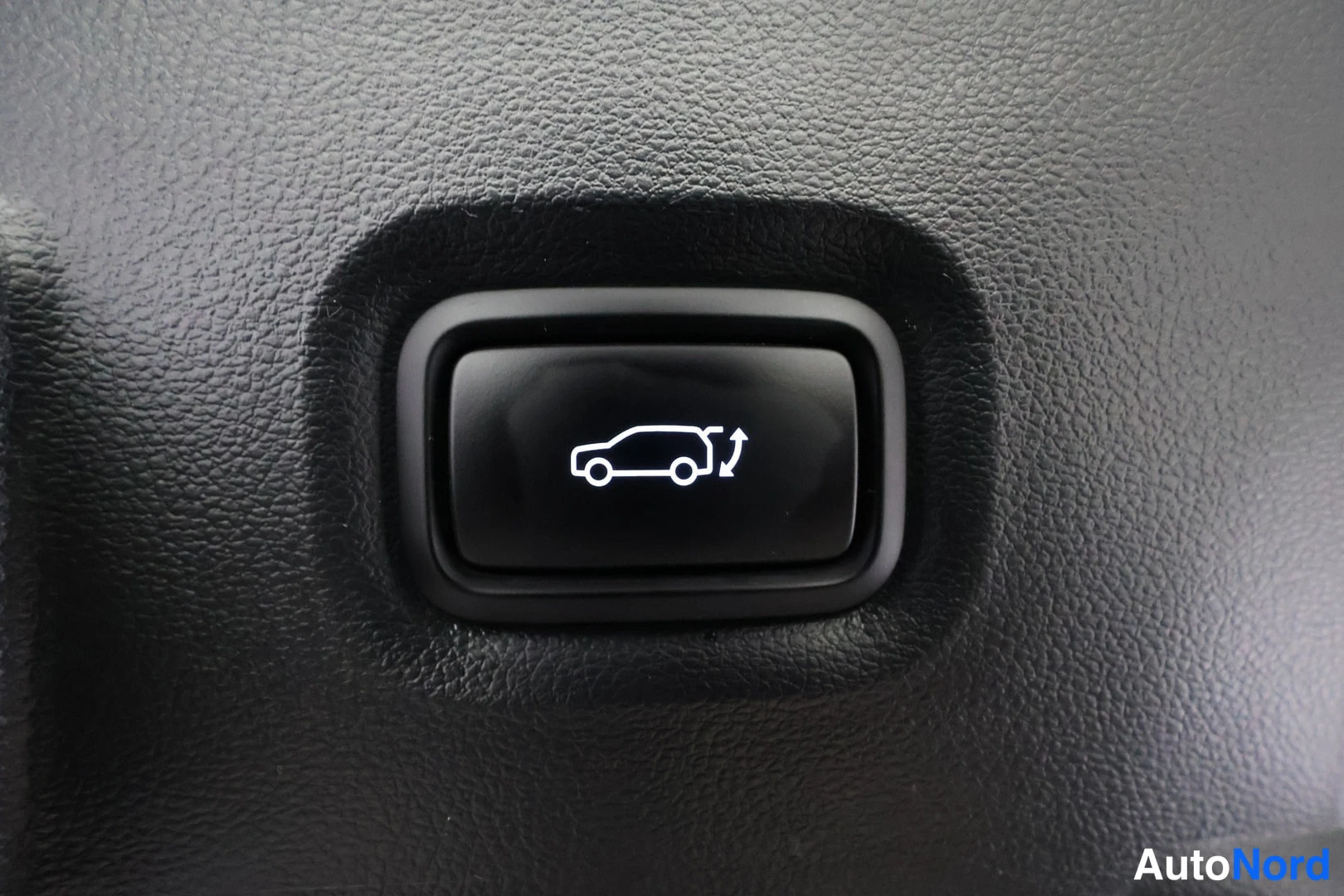 Yksityiskohta: Musta painike, jonka symbolissa on auto ja avautuva takaluukku, merkitsee sähköisesti avattavaa takaluukkua.