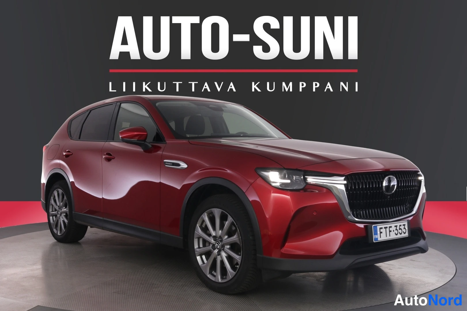 Punainen Mazda CX-60 2022, etuviisto, keula oikealle, kuva 2