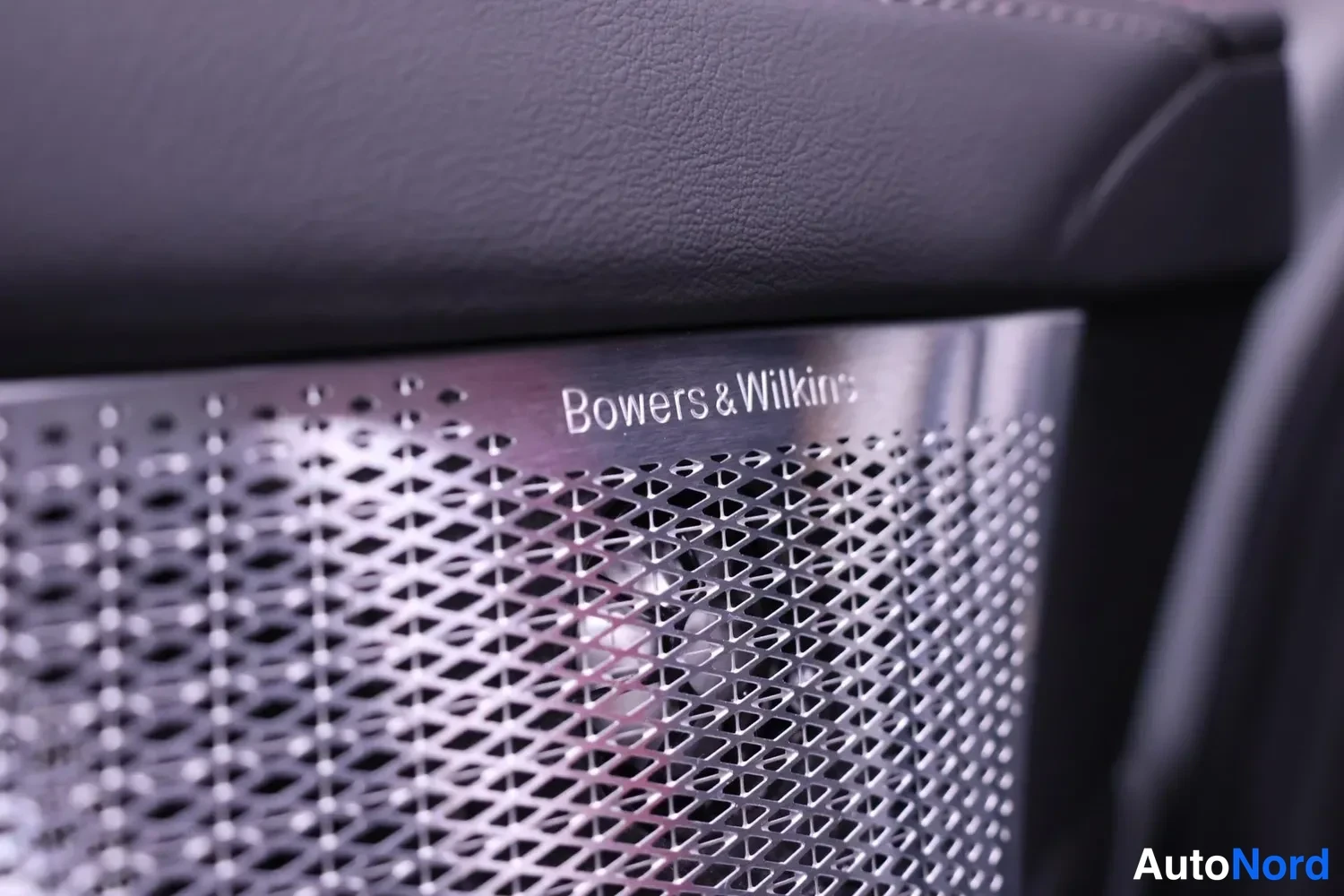Muu: Bowers & Wilkins -kaiuttimen metallinen verkkoovi oven paneelissa.