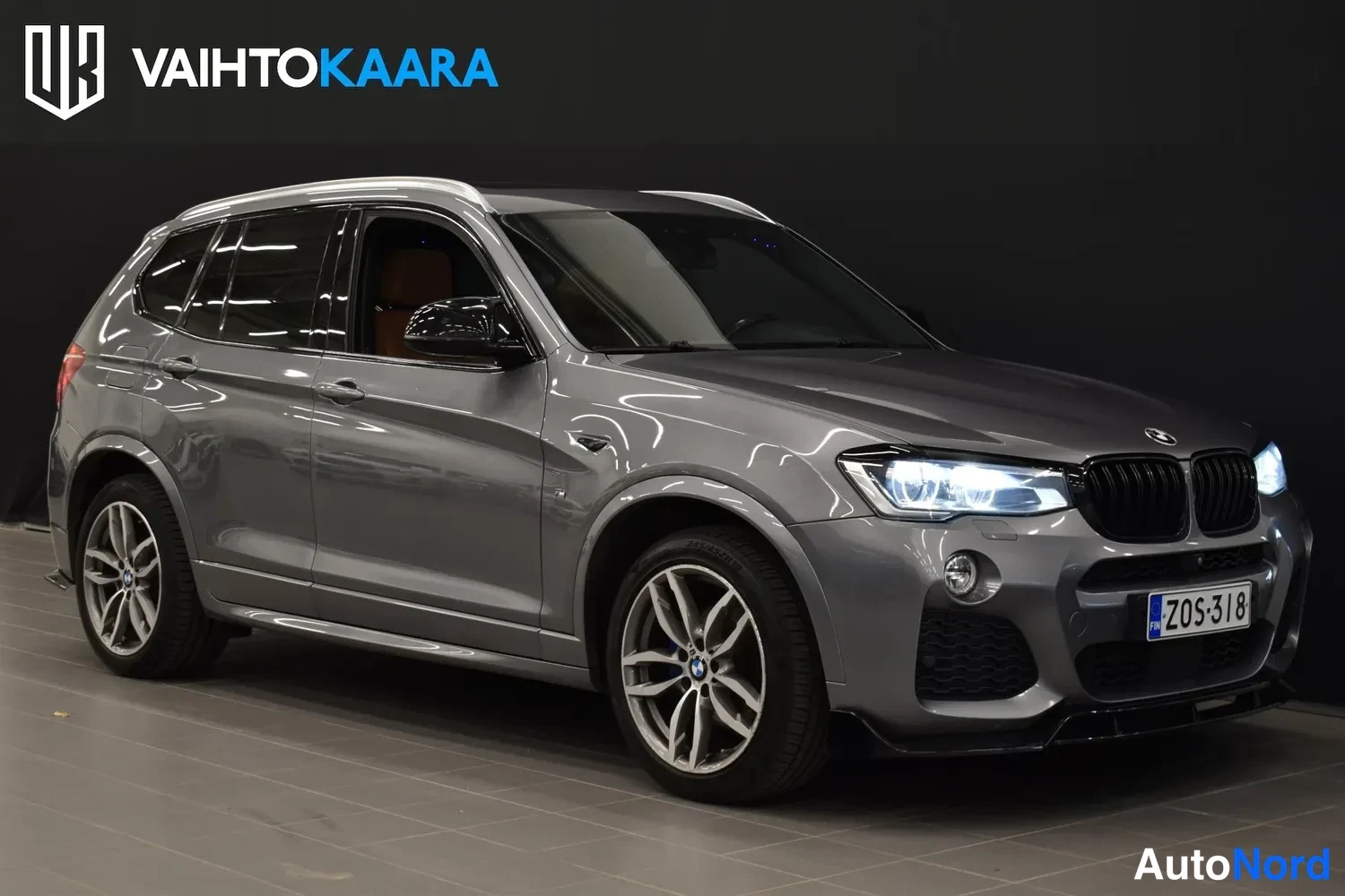 Harmaa BMW X3 xDrive30d 2017, etuviisto, keula oikealle, kuva 4