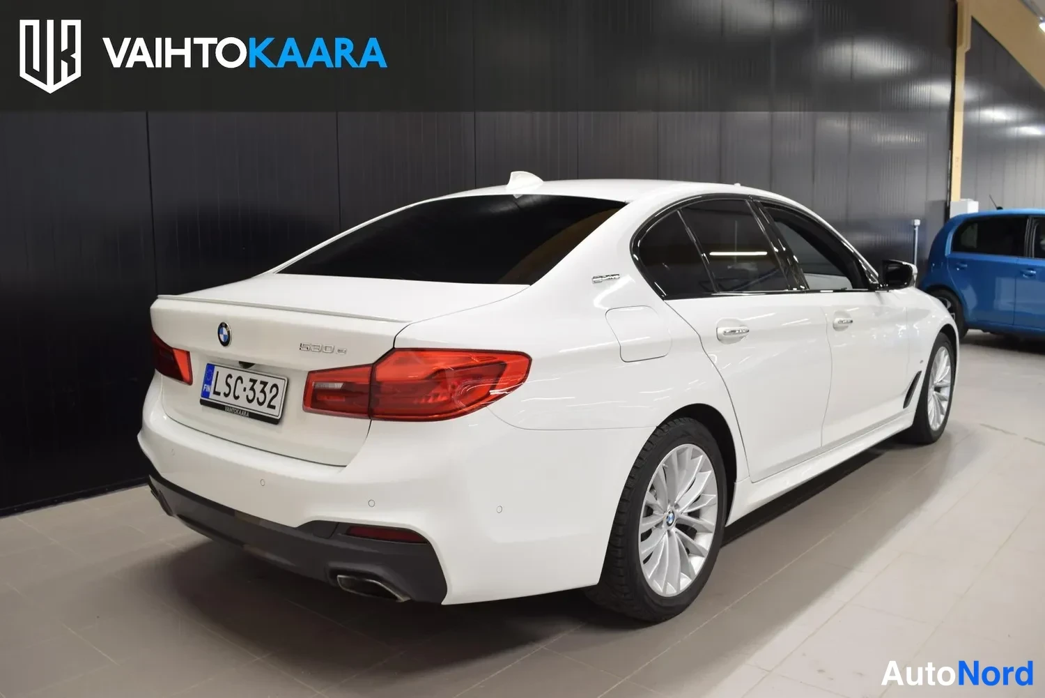 Valkoinen BMW 530e 2018, ulkokuva 4 – Raisio