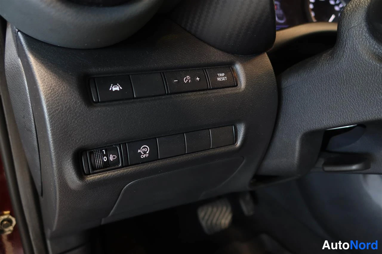 Yksityiskohta: Ohjaustoln vasemmanpuoleiset kytkimet: kaukovalot, risteilynohjain, nopeusrajoitin, TRIPI RESET, valonsäädin ja AUTO OFF -toiminto.