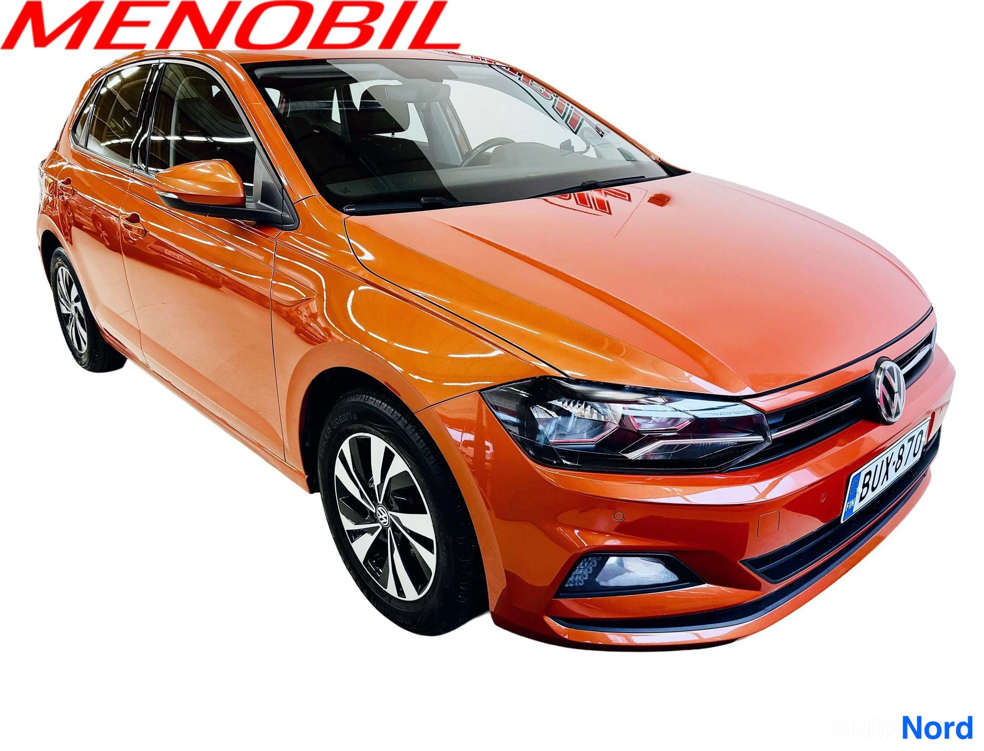 Oranssi Volkswagen Polo 2018, etuviisto, keula oikealle, kuva 3