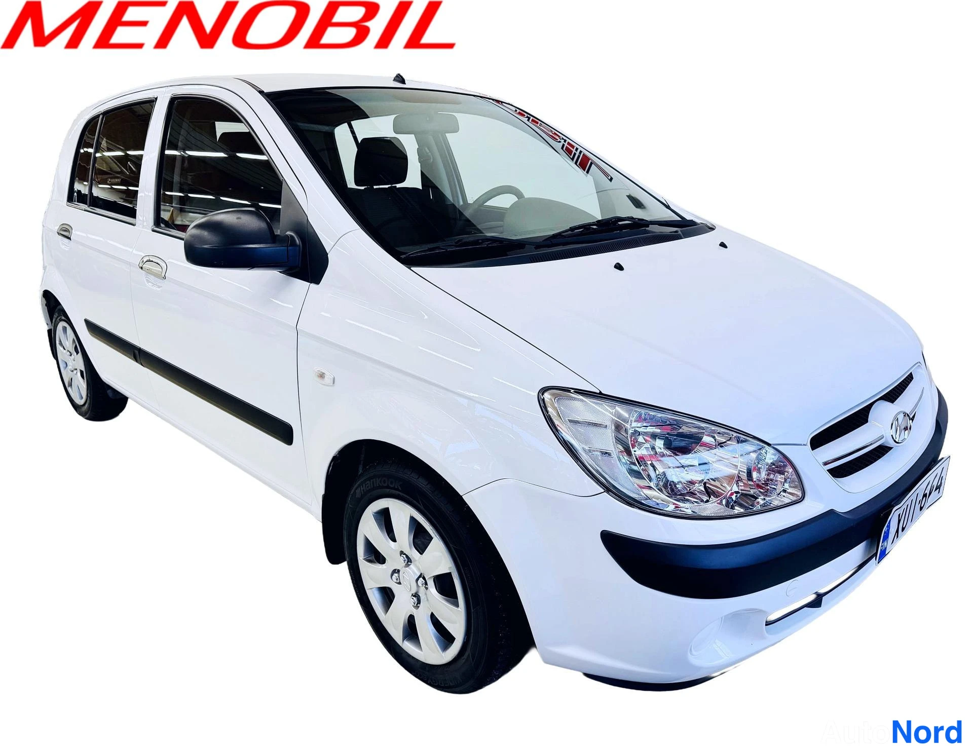 Valkoinen Hyundai Getz 2008, etuviisto, keula oikealle, kuva 3