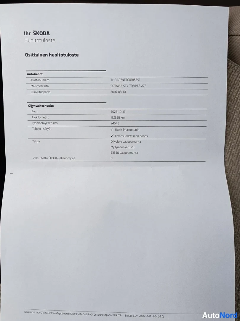 Musta Skoda Octavia 2016, asiakirja, kuva 27