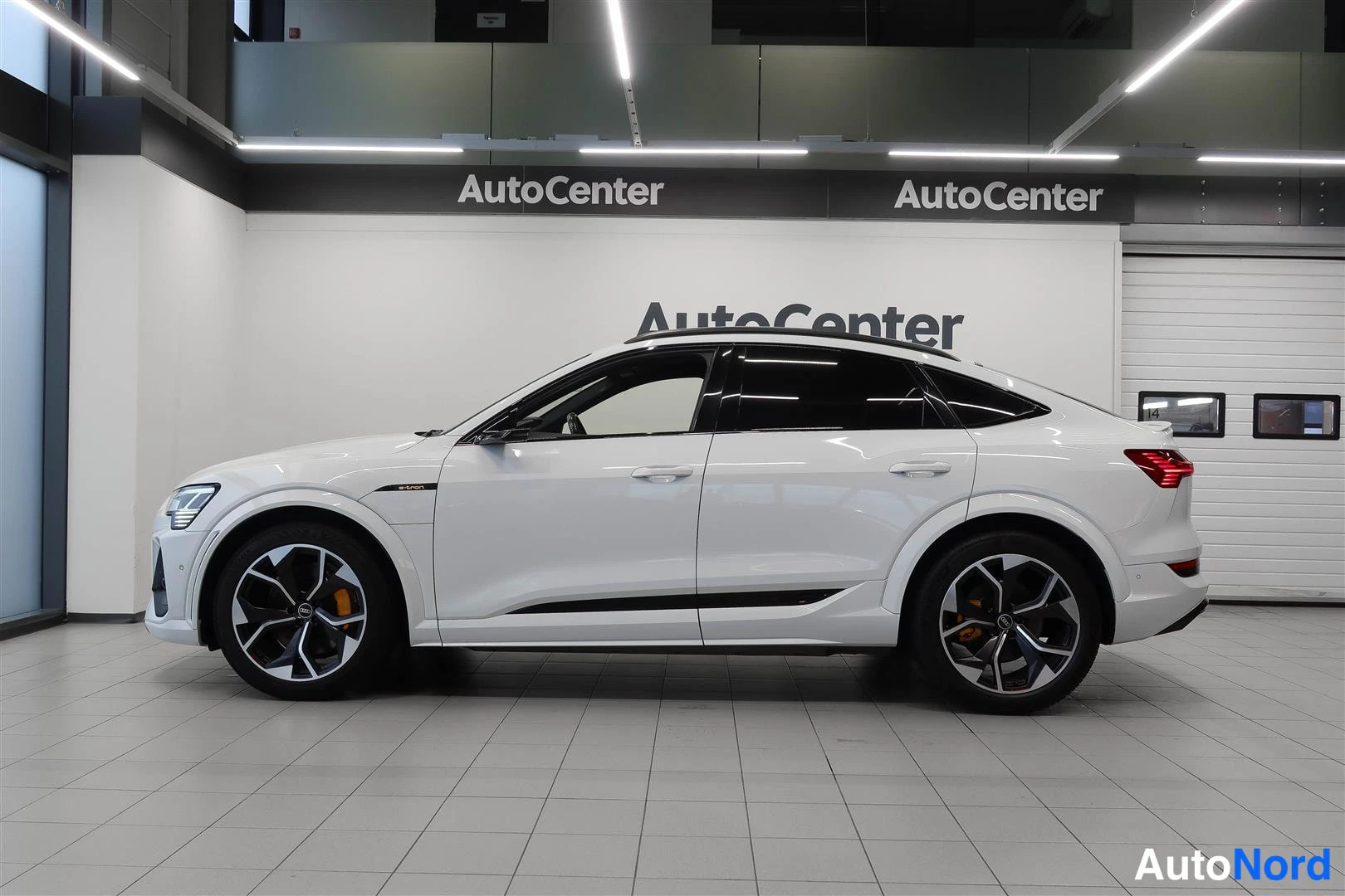 White Audi e-tron 2021, side, photo 5