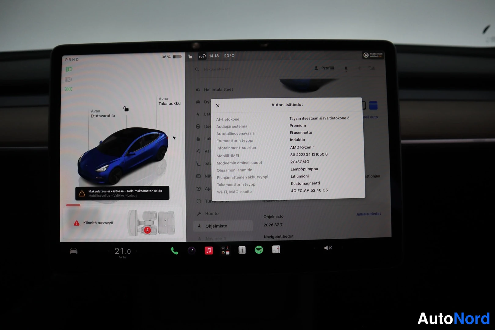 Sininen Tesla Model 3 2022, yksityiskohta, kuva 24