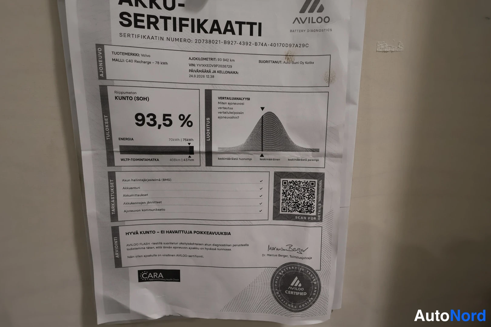 Valkoinen Volvo C40 2022, asiakirja, kuva 23