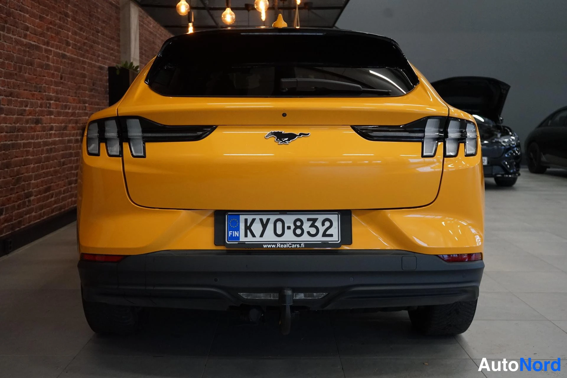Yellow Ford Mustang Mach-E 2022, rear, photo 6