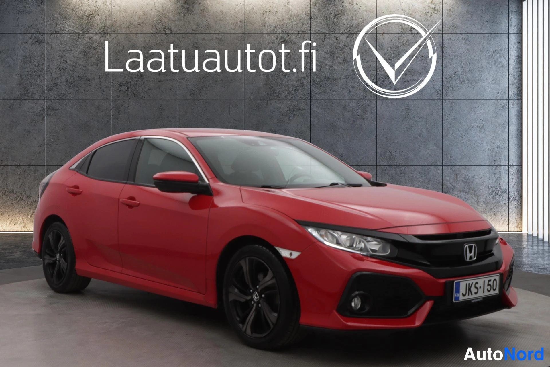 Punainen Honda Civic 2018, etuviisto, keula oikealle, kuva 5