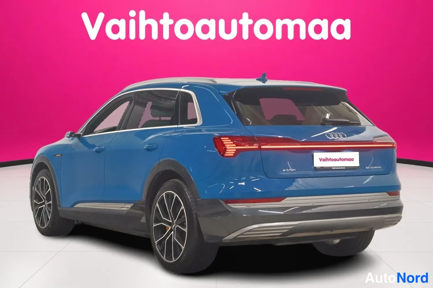 Blue Audi e-tron 55 2019, rear three-quarter, photo 6