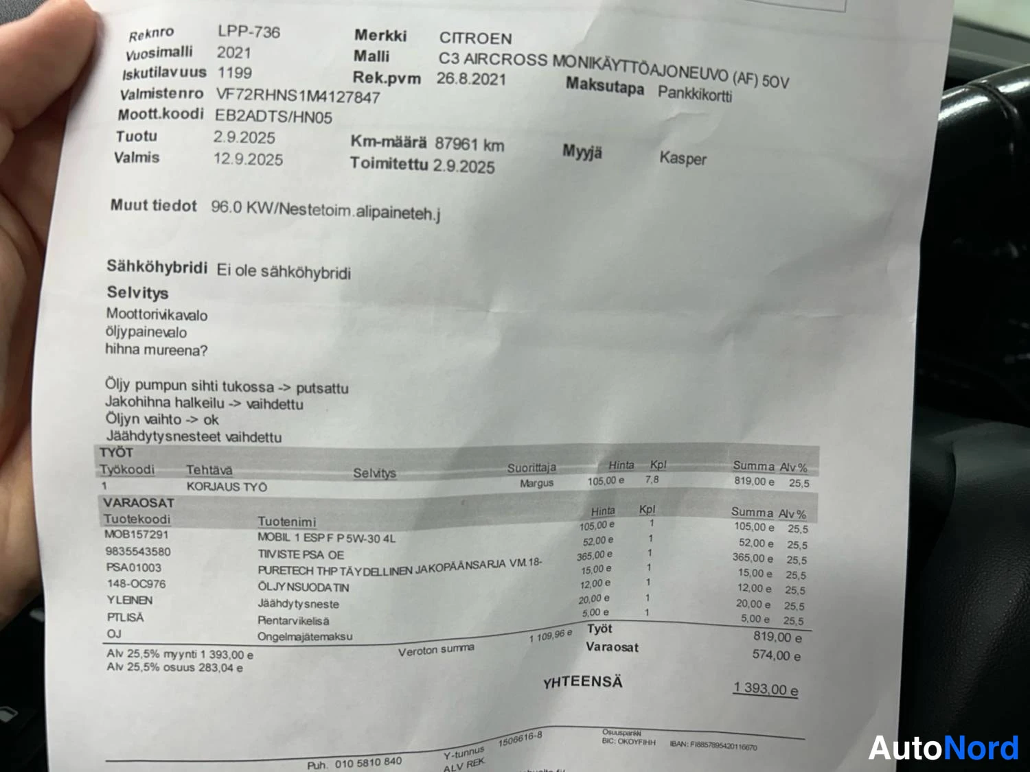 Valkoinen Citroen C3 aircross 2021, kuva 26