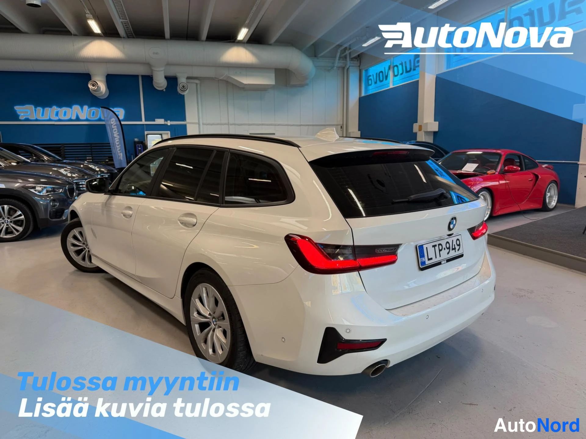 Valkoinen BMW 318d 2020, takaviisto, kuva 3