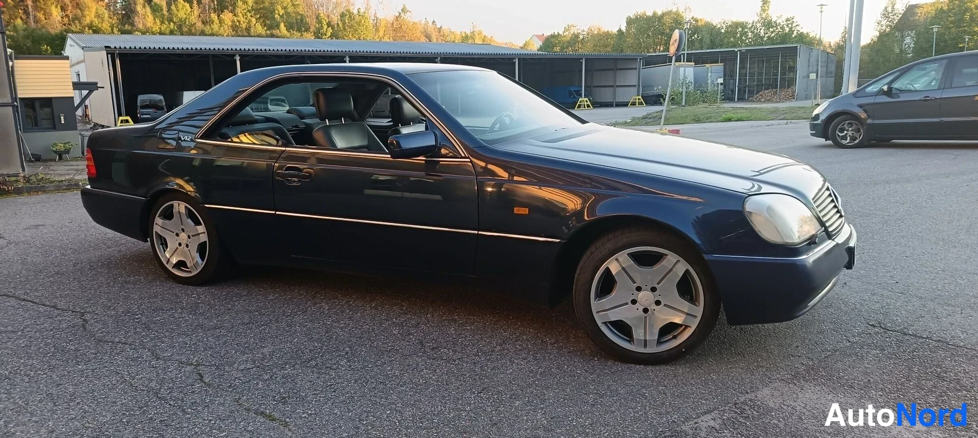 Sininen Mercedes-Benz CL 600 1996, etuviisto, keula oikealle, kuva 3