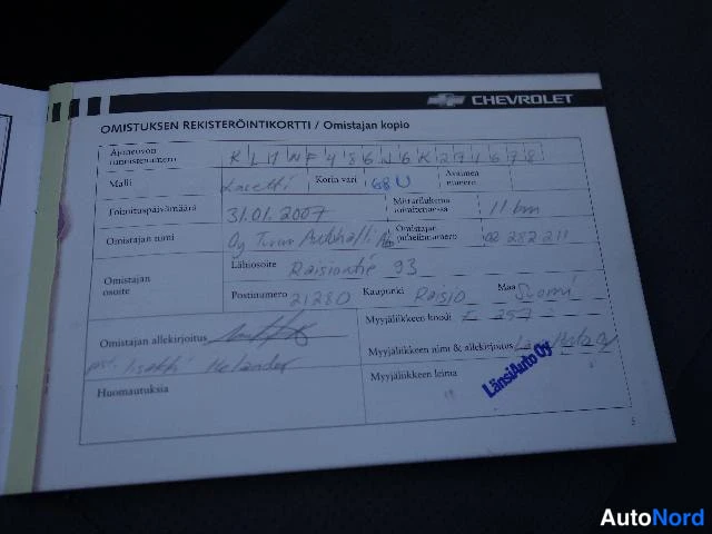 Beige Chevrolet Lacetti 2007, asiakirja, kuva 30