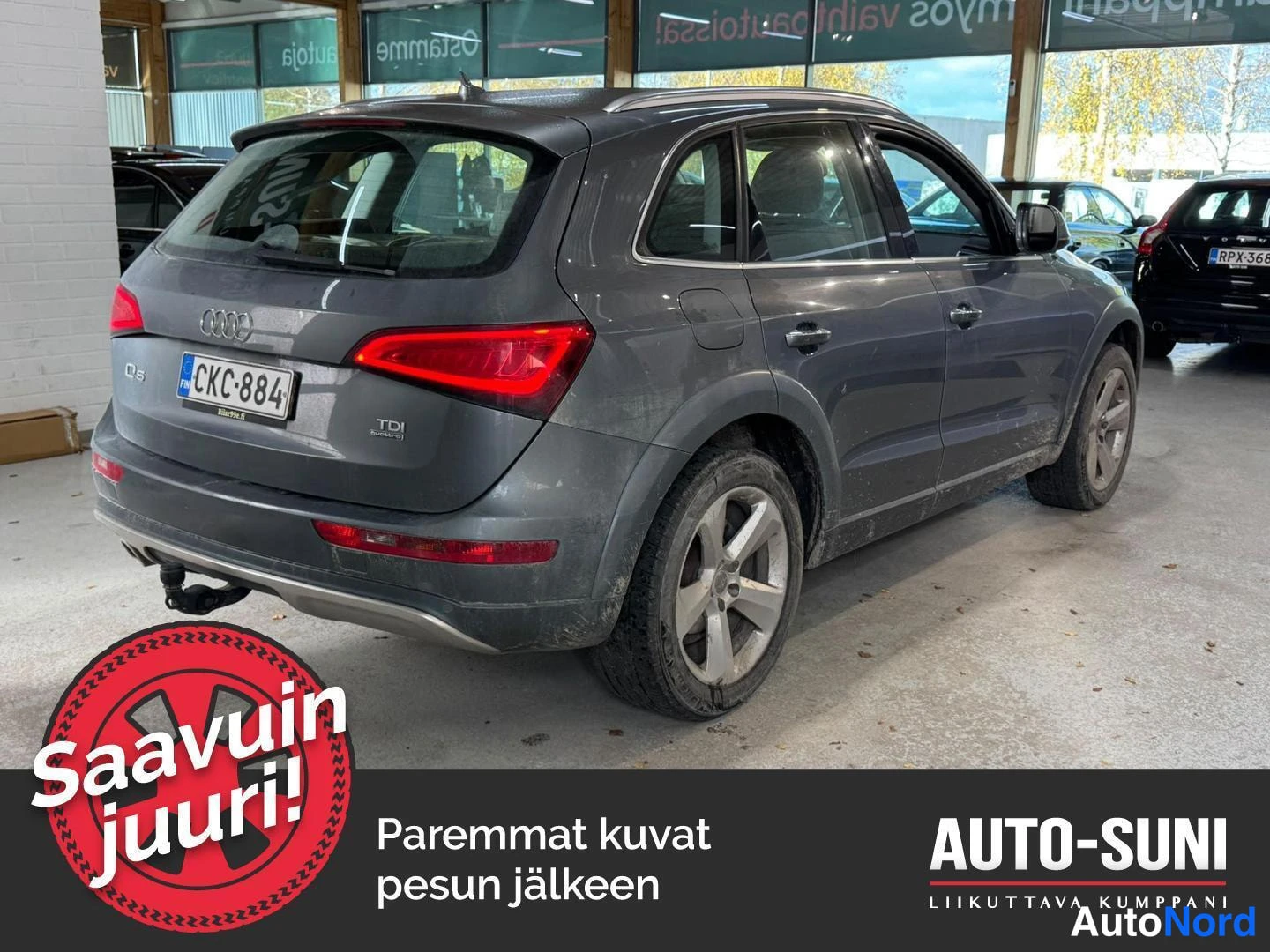 Harmaa Audi Q5 2016, takaviisto, kuva 3