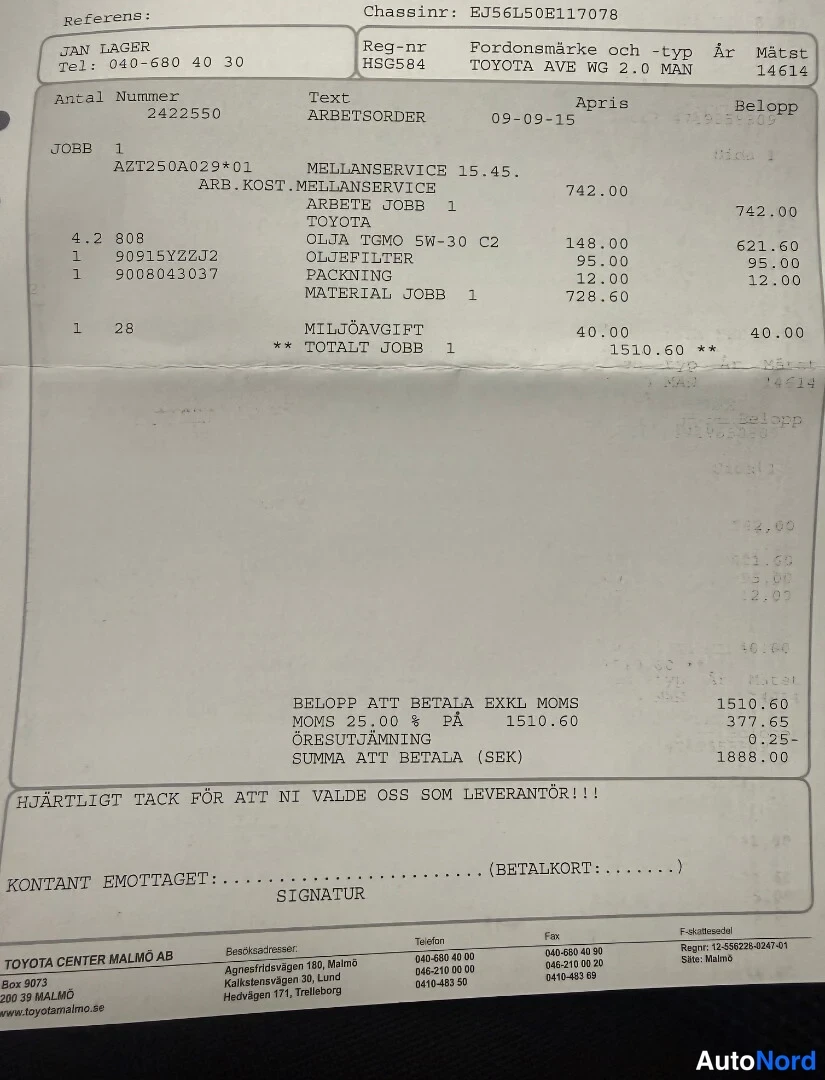 Musta Toyota Avensis 2008, asiakirja, kuva 9