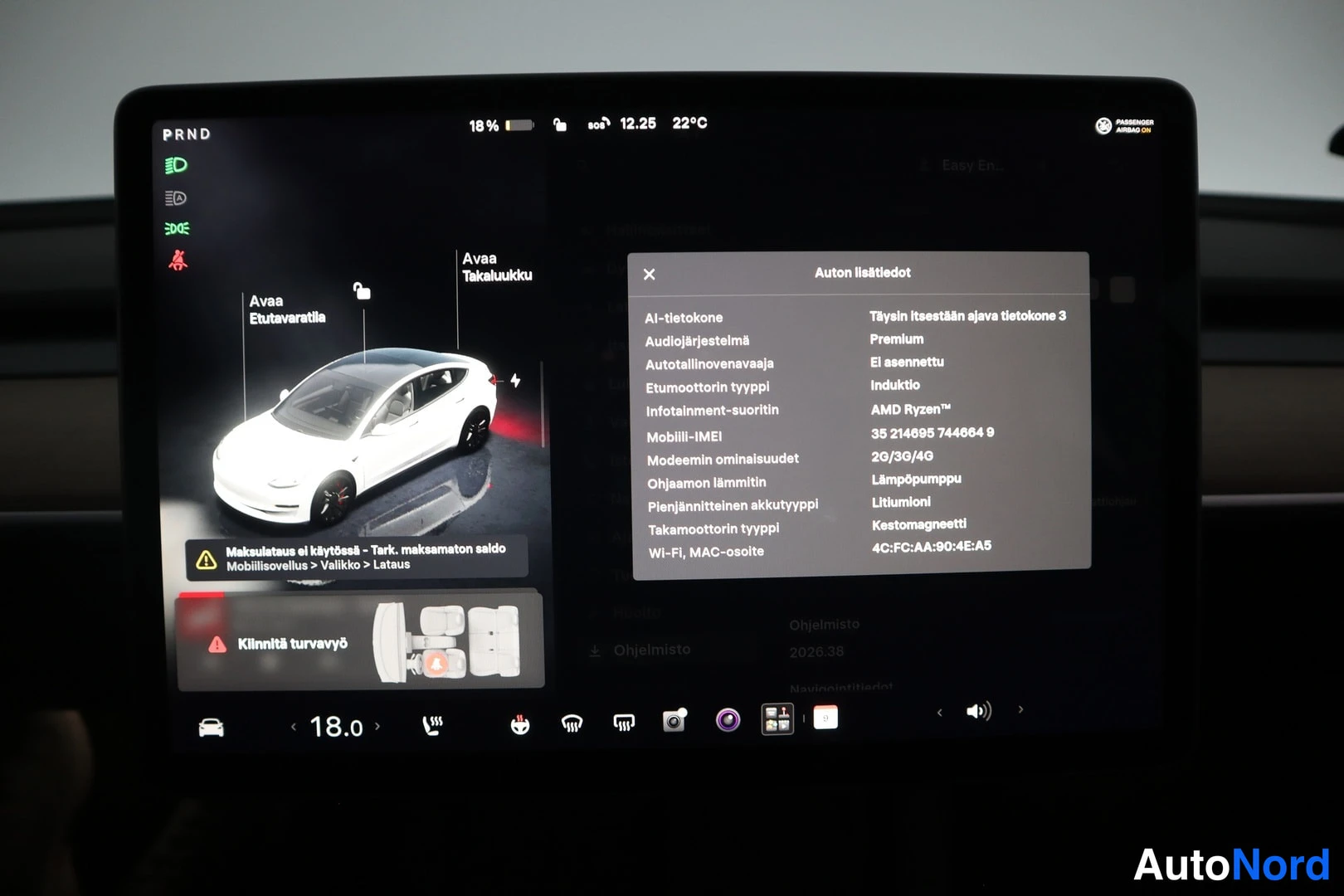 Valkoinen Tesla Model 3 2022, yksityiskohta, kuva 19