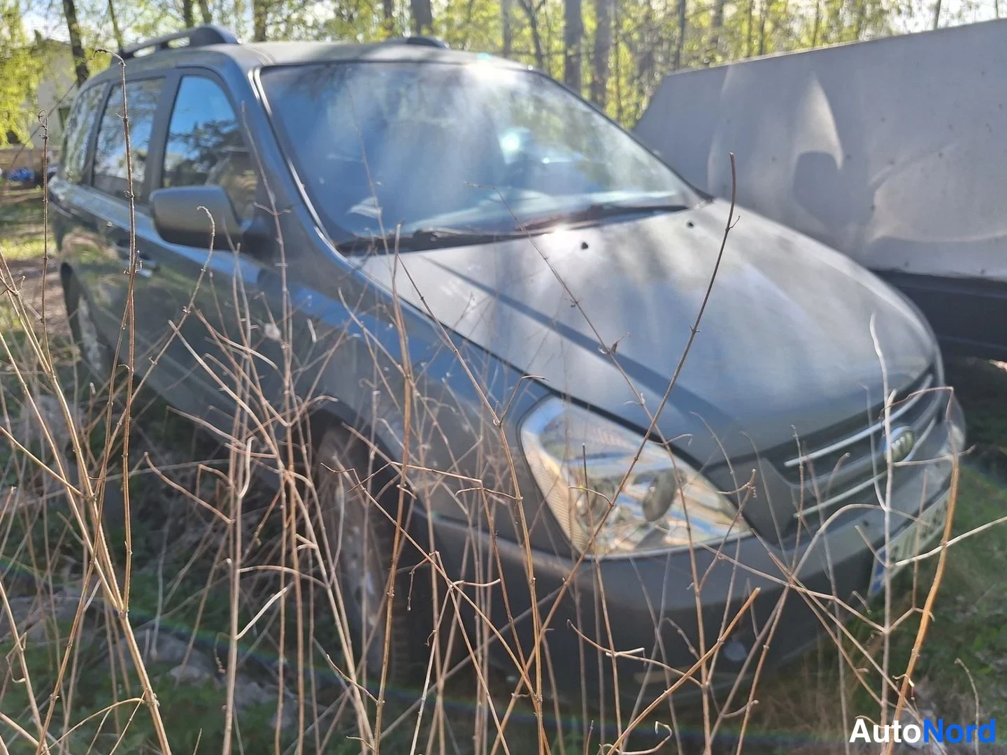 Harmaa Kia Carnival 2006, etuviisto, keula oikealle, kuva 2