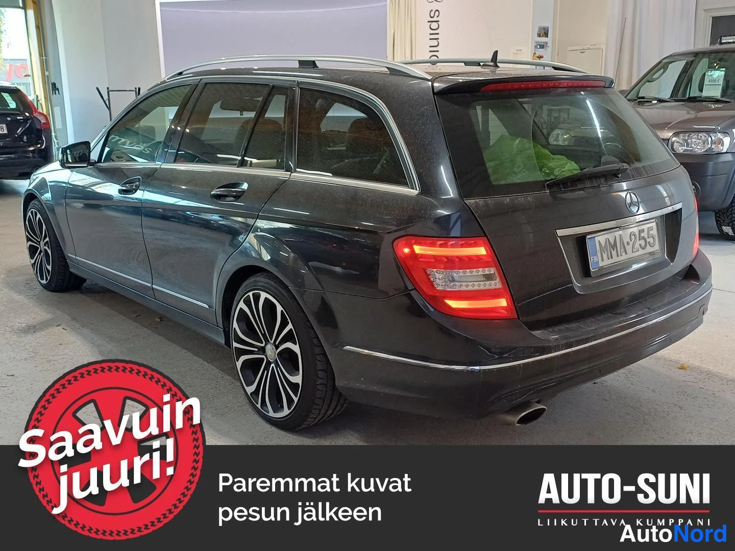 Harmaa Mercedes-Benz C 2013, takaviisto, kuva 3