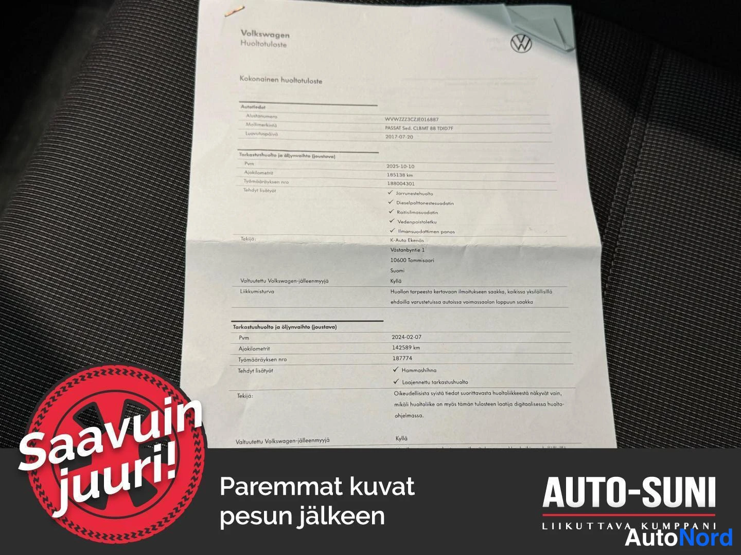Musta Volkswagen Passat 2018, asiakirja, kuva 16