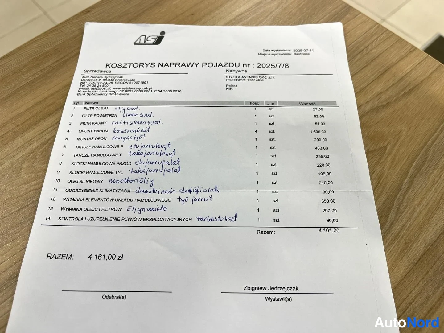 Sininen Toyota Avensis 2017, asiakirja, kuva 38