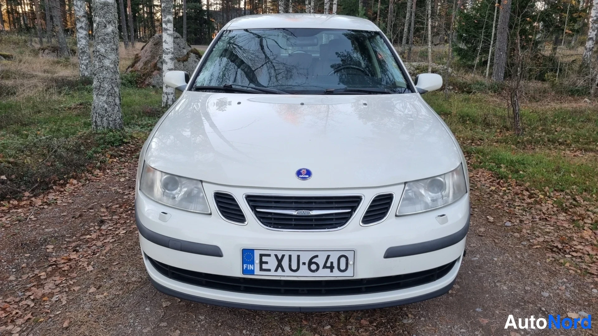 Valkoinen Saab 9-3 2006, edestä, kuva 4