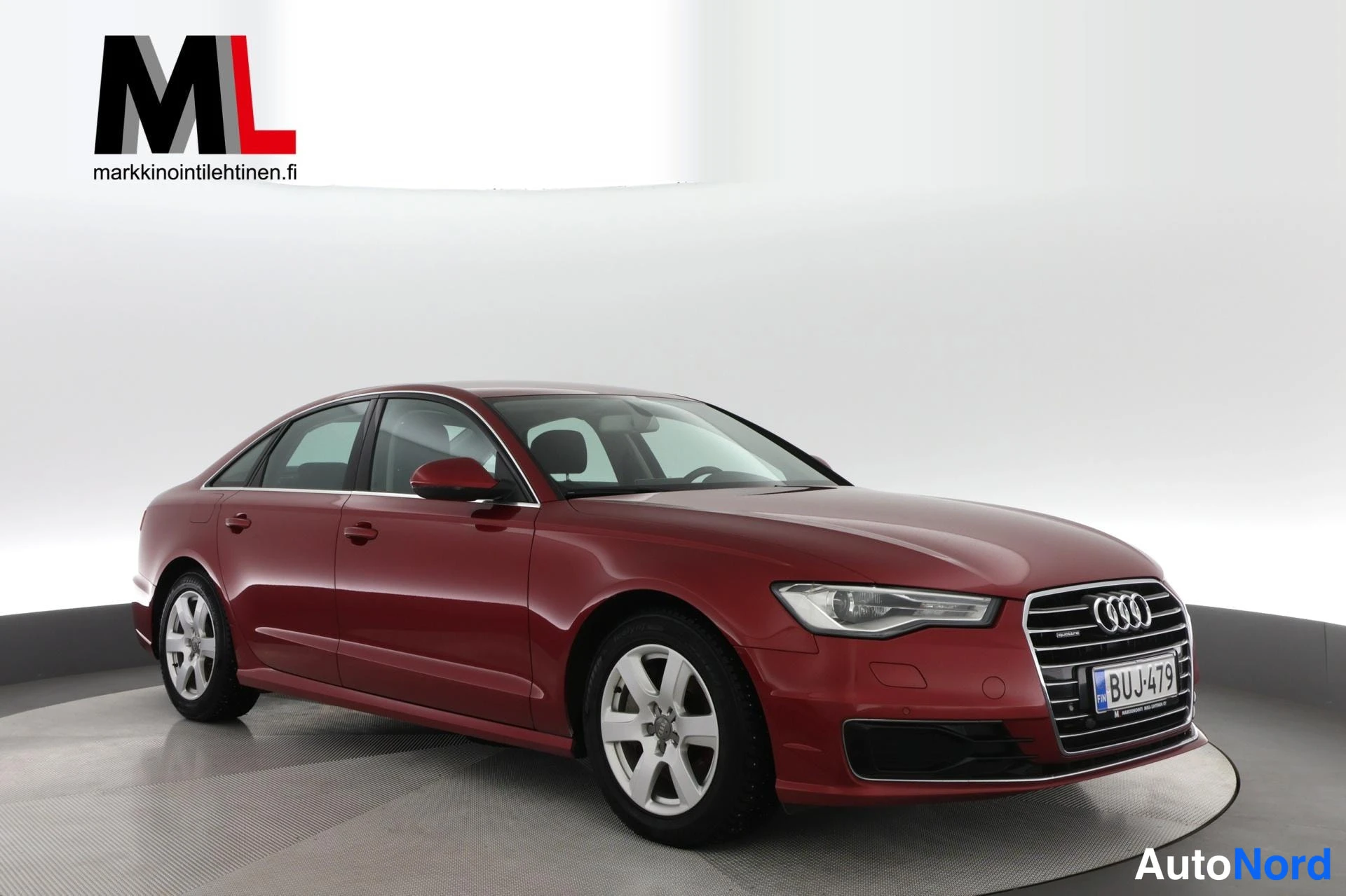 Punainen Audi A6 2015, etuviisto, keula oikealle, kuva 2