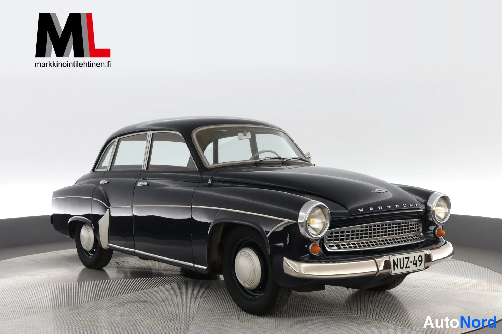 Sininen Wartburg 1000 1964, etuviisto, keula oikealle, kuva 2
