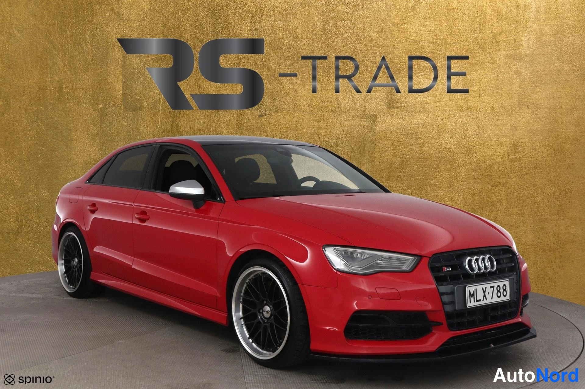 Punainen Audi S3 2014, etuviisto, keula oikealle, kuva 3
