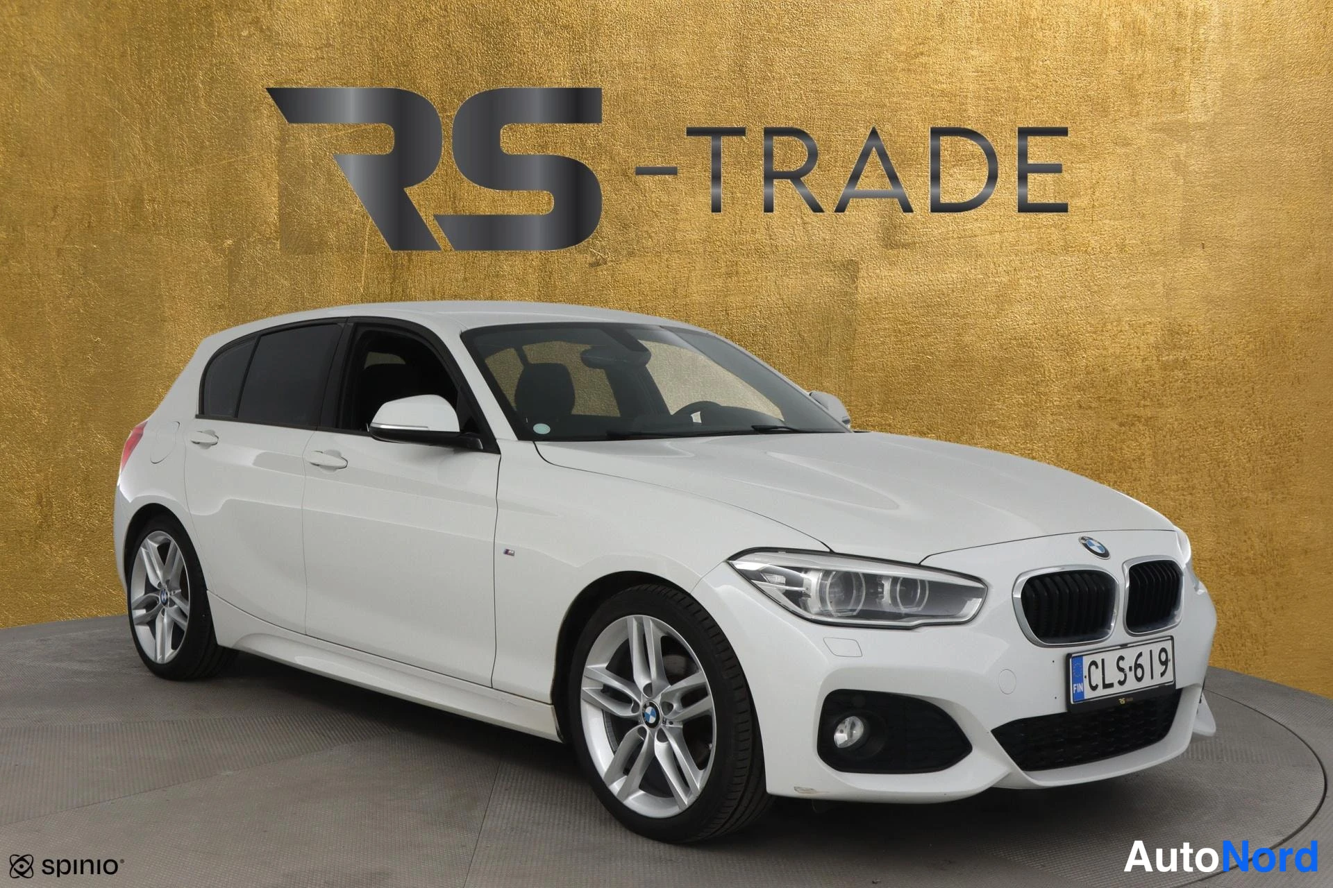 Valkoinen BMW 116d 2015, etuviisto, keula oikealle, kuva 3