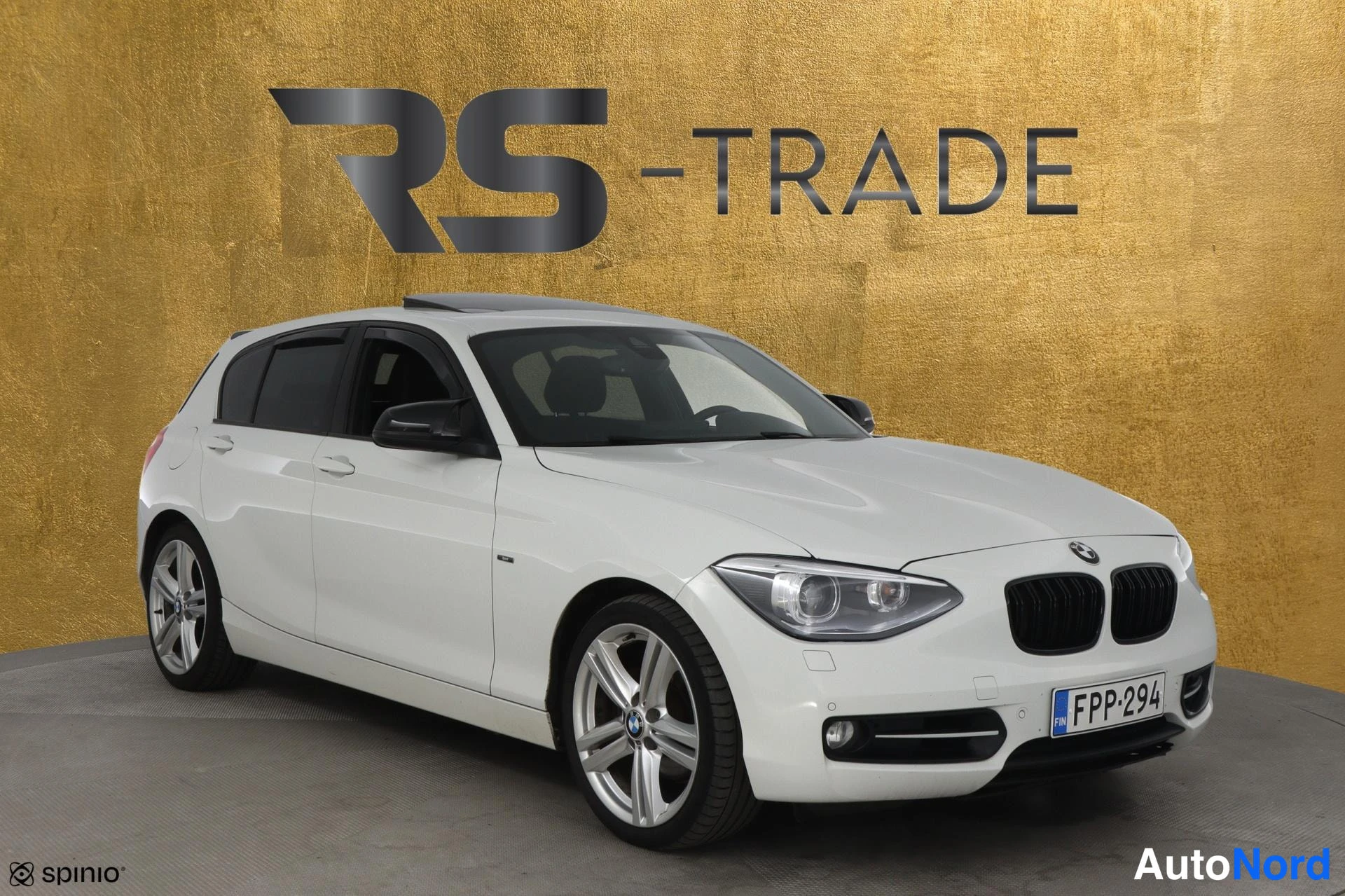 Valkoinen BMW 120d 2013, etuviisto, keula oikealle, kuva 3