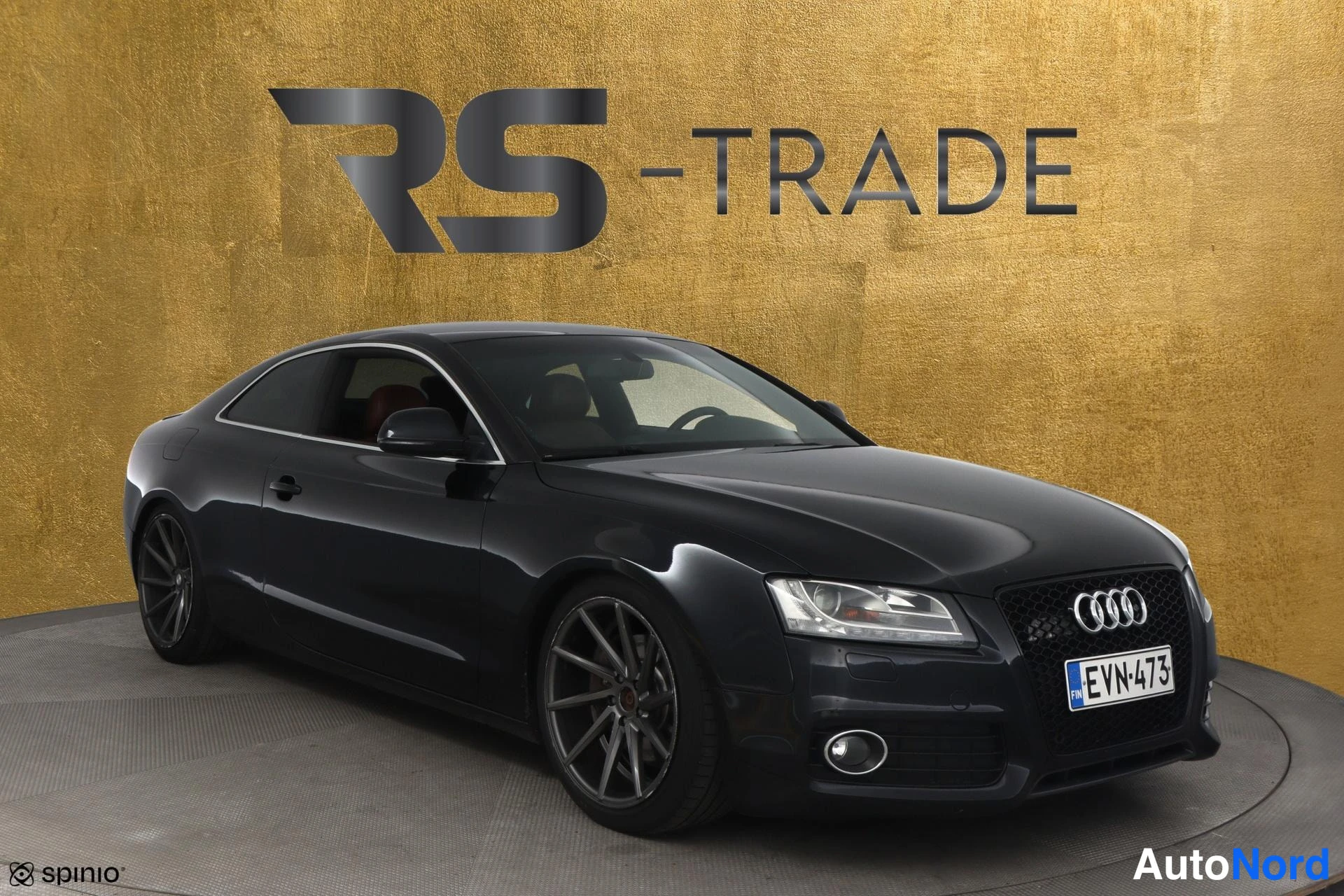 Musta Audi A5 2009, etuviisto, keula oikealle, kuva 3