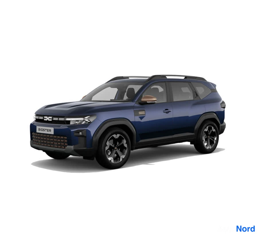 Sininen Dacia Bigster 2026, etuviisto, keula vasemmalle, kuva 3